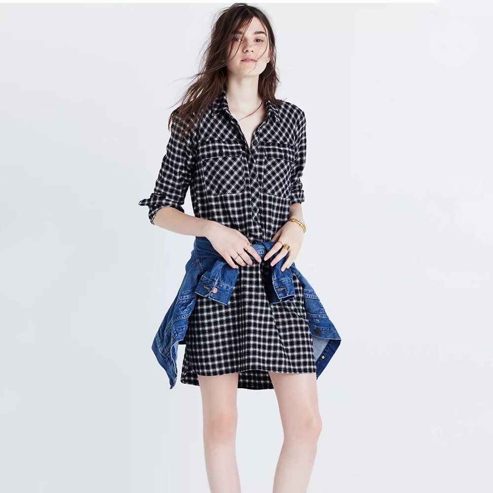 Madewell Daywalk Shirt Dress Hilldale Plaid Size XS NWT